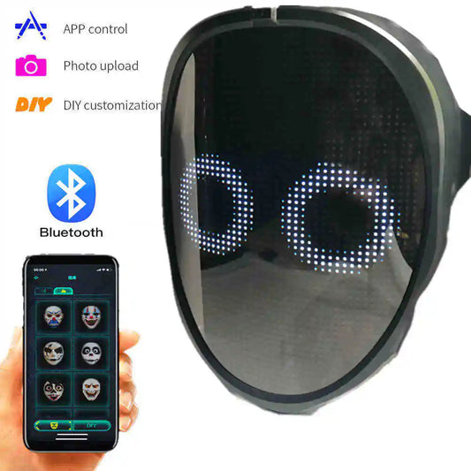 Bluetooth LED mask with shapes that you can put on from any device