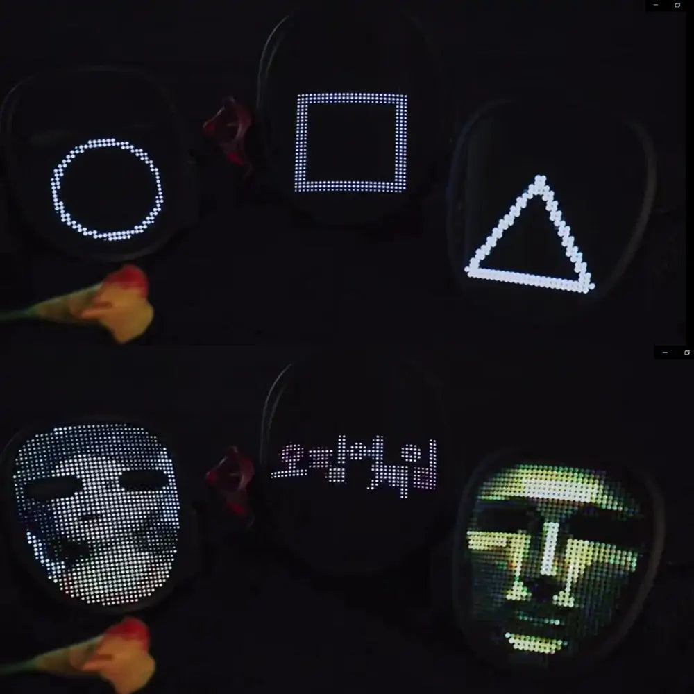 Bluetooth LED mask with shapes that you can put on from any device